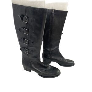 Ecco black leather riding boots size 39 (8) womens boots